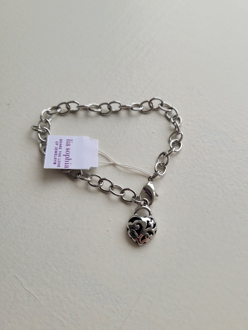 Lia Sophia Silver Heart Charm Bracelet